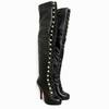 Christian Louboutin Button-Up OTK Leather Boots Black