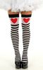 Alice Thigh High Black White Stripe Red Heart Stockings