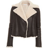 short single-button shearling jacket