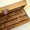 Vintage Wooden Rubber Alphabet Stamp Set