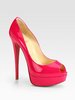 Patent Leather Peep Toe Platform Pumps