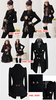 Ladies women golden button long sleeve wool blend black suit