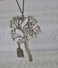 Tree of Life Kitsch pendant necklace with a cute little bird and bird cage