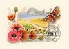 Poppies and Sunflowers Stamp With Butterfly Vervaco