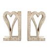 Natural wood heart book ends