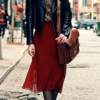 chiffon midi skirt in red