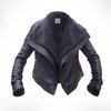 Black Leather Biker, shearling Jacket by J.O.D