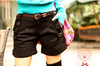 HOT Black Thick Warm New Slim Short Pants + Belt