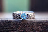 Swiss blue topaz etched floral ring sterling silver No.6