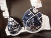 THE RUFFLE ALLIANCE: Bra with Star Wars Navy Block Pattern Fabric and White Ruffled Straps