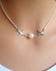 Sparrows and Pearl antique silver necklace