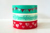 Washi Tape_Party Time Japanese Washi Tape - Turquoise Garland Bunting, Music Note, Red Heart - Set of 3
