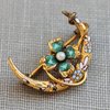 Victorian Gold and Enamel Clover and Crescent Honeymoon Brooch