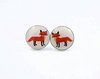 Fox Resin earrings made with handmade buttons.