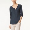 BUTTON NECK T-SHIRT OIL BLUE