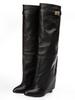 Leather Wedge Knee Boots