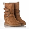 Womens Yes Wedge Buckle Boot Camel Suede