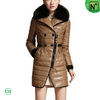 Women Brown/Red Leather Down Coat CW681153 - M.CWMALLS.COM