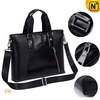 Mens Black Leather Portfolio Briefcase CW901584 - CWMALLS.COM