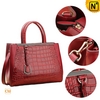 Women Red/Blue Leather Tote Bags CW229127 - CWMALLS.COM