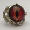 Gothic Dragon Eye Claw Sterling Ring in Red