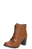 Larna Tan Leather Look Block Heeled Ankle Boot