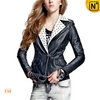 Black Cropped Motorcycle Leather Jacket Women CW670027 - cwmalls.com