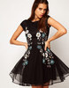 ASOS Skater Dress With Winter Floral Embellishment