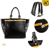 Women Black Leather Tote Bag CW219139 - cwmalls.com