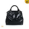 Women Black Leather Tote Bag CW240218 - cwmalls.com