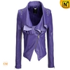 Purple Cropped Leather Jacket CW608103 - cwmalls.com