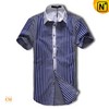 Mens Short Sleeve Striped Shirt CW1237 - cwmalls.com