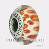 Authentic Pandora Silver Murano Orange Python Glass Bead