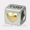 Authentic Pandora Silver & 14k I Love You Box Bead