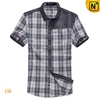 Mens Slim Fit Short Sleeve Plaid Shirts CW100326 - cwmalls.com