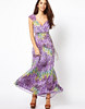 Traffic People Silk Maxi Dress In Feather Print