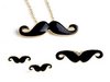 Retro Moustache Jewellery Set Pendant Necklace Double Finger Ring Earring Studs