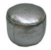 Silver Leather Pouf