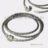 Authentic Pandora Silver Small Triple Grey Leather Bracelet