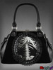 gothic handbag human skeleton in lace frame black velvet