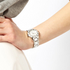 steel bracelet watch with stone set dial