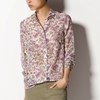 COTTON AND SILK SHIRT WITH A POSITIONAL FLOWER PRINT