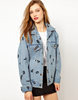 Ashish Oversized Denim Jacket with Numbers Print