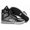 New Supra Tk Society High Tops Black Sliver Men Leather Footwear 26079