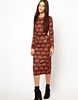 Glamorous Midi Dress In Baroque Folk Print