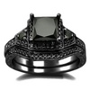 2.01ct Black Princess Cut Diamond Ring Set 14k Black Gold Front Jewelers
