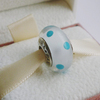Pandora Murano Glass White & Teal Polka Dot Charm