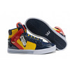 Mens Supra Vaider High Skate Shoes Dark Blue Yellow Red