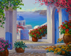 Красивую и яркую картину с видом Санторини