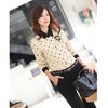 Fashion Korean Women Dog Printed Lapel Chiffon Long Sleeve Shirt Blouse Tops Hot
